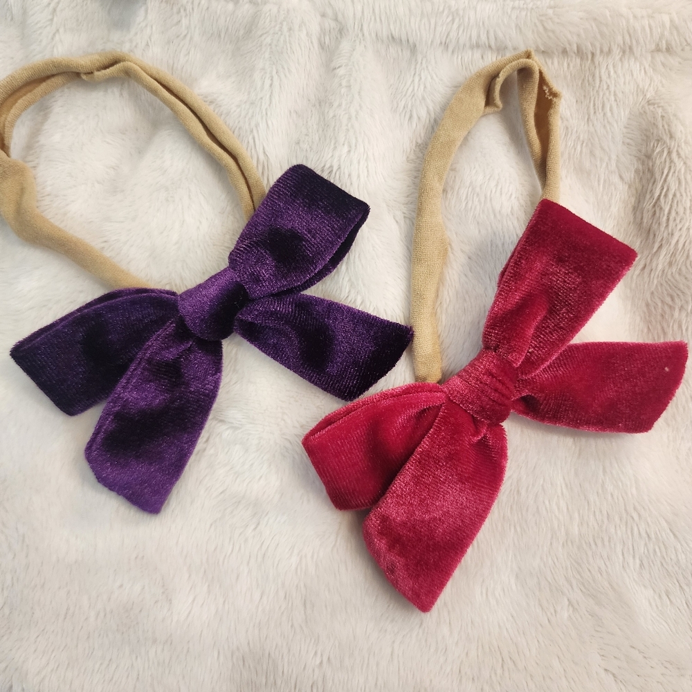 Purple and Magenta Velvet Hair Bows